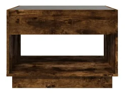 Mesa De Centro* Mesa de centro | Mesa de apoio luzes LED Infinity 70x50x50 cm carvalho fumado Castanho