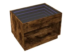 Mesa De Centro* Mesa de centro | Mesa de apoio luzes LED Infinity 70x50x50 cm carvalho fumado Castanho