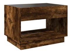 Mesa De Centro* Mesa de centro | Mesa de apoio luzes LED Infinity 70x50x50 cm carvalho fumado Castanho