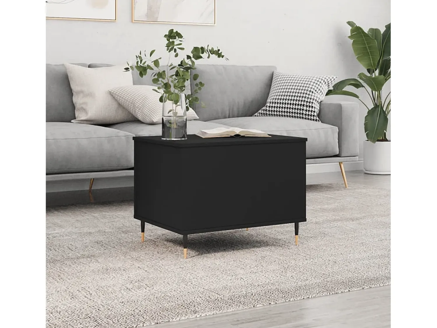 Mesa De Centro* Mesa de centro | Mesa de apoio | Mesa de café 60x44.5x45 cm derivados de madeira Preto