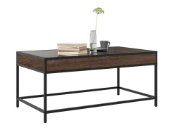 Mesa De Centro| Mesa de centro | Mesa de apoio luzes LED Infinity 90x50x41 cm carvalho Castanho