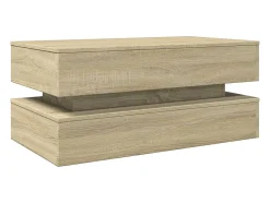 Mesa De Centro* Mesa de centro | Mesa de apoio com luzes LED 90x50x40 cm carvalho sonoma Castanho