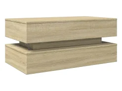Mesa De Centro* Mesa de centro | Mesa de apoio com luzes LED 90x50x40 cm carvalho sonoma Castanho