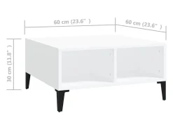 Mesa De Centro* Mesa de centro | Mesa de apoio 60x60x30 cm derivados de madeira Branco