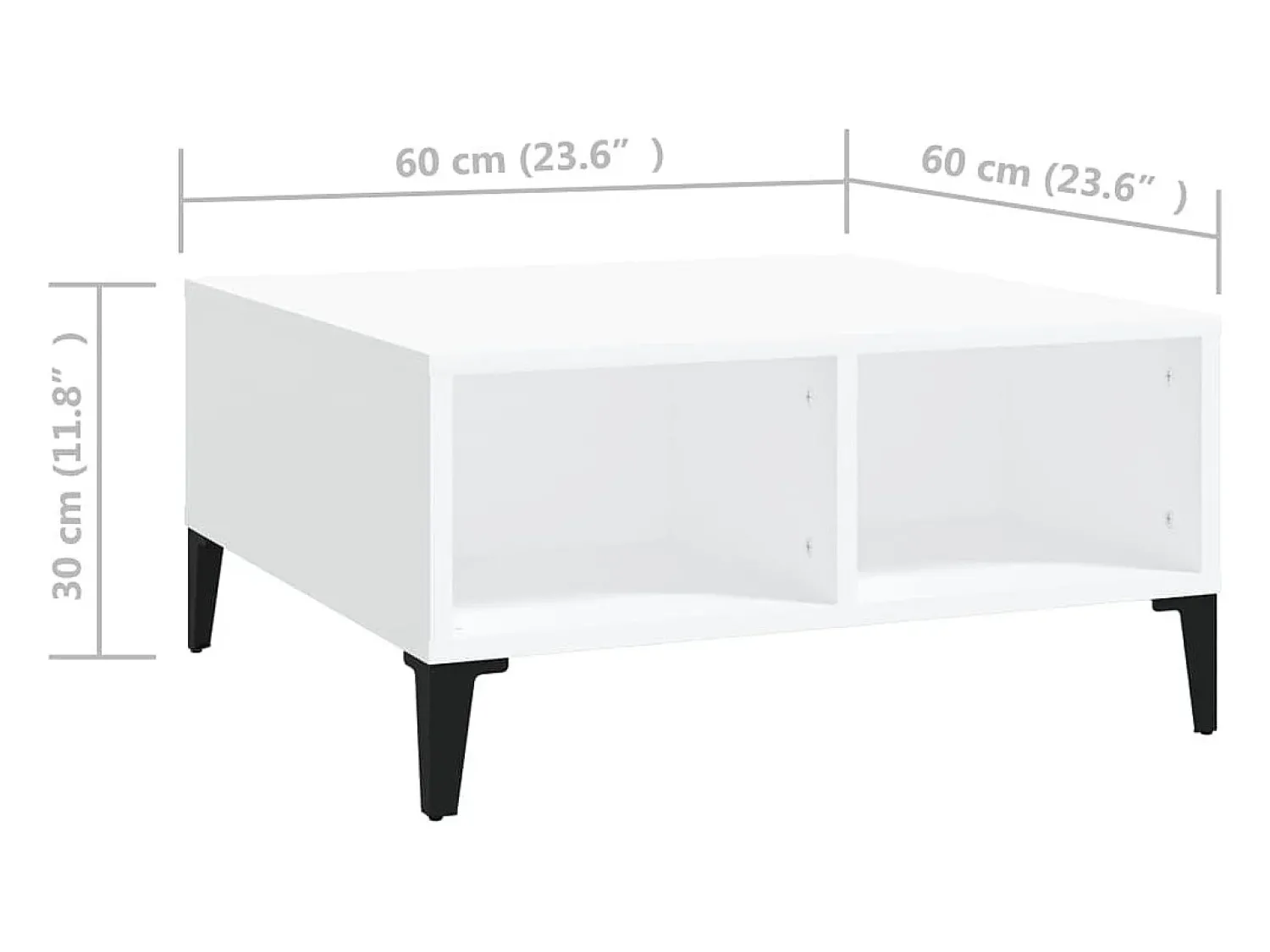 Mesa De Centro* Mesa de centro | Mesa de apoio 60x60x30 cm derivados de madeira Branco
