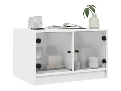 Mesa De Centro* Mesa de centro | Mesa de apoio c/ portas de vidro 68x50x42 cm Branco