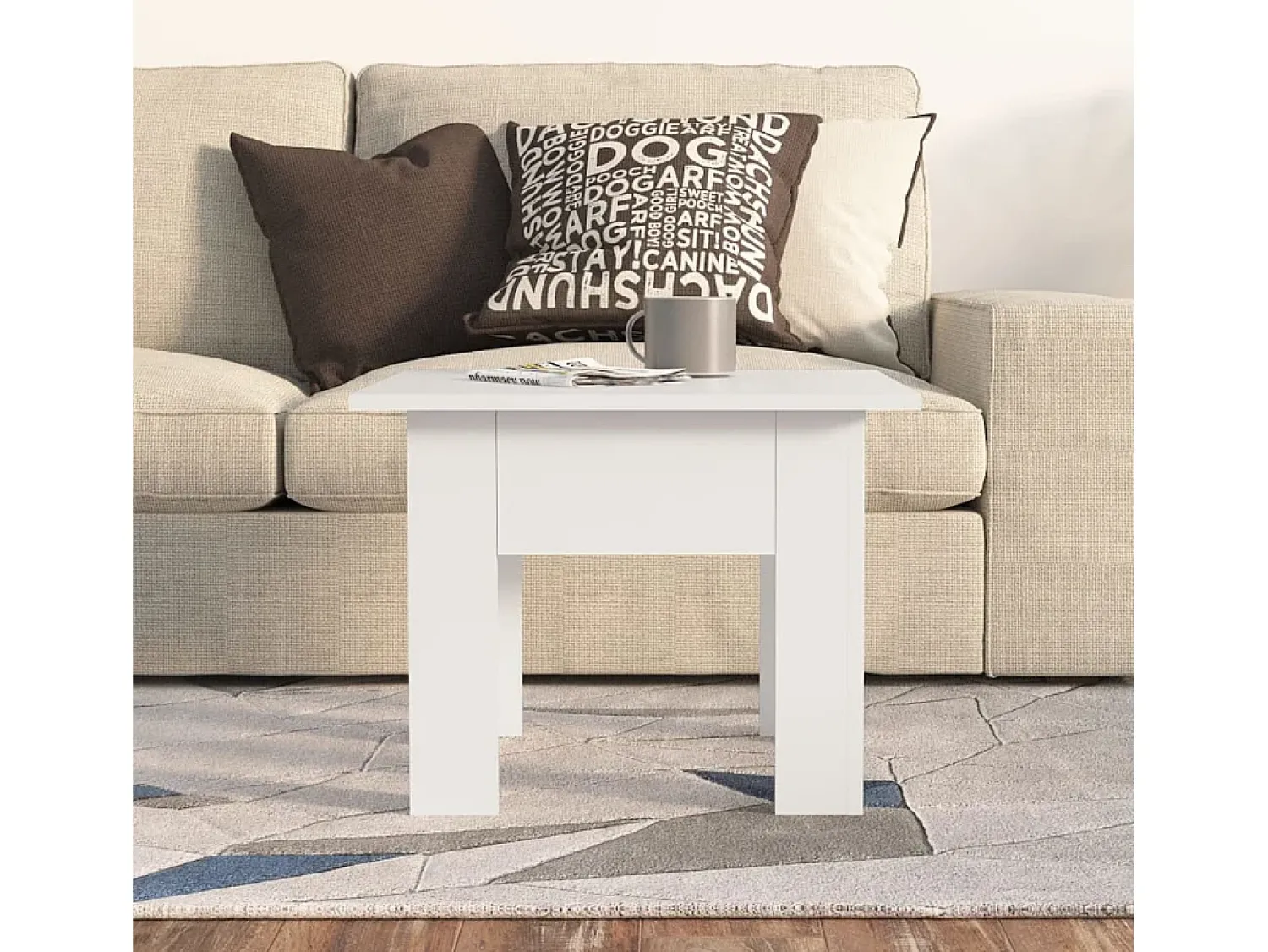 Mesa De Centro* Mesa de centro | Mesa de apoio 55x55x42cm derivados de madeira Branco