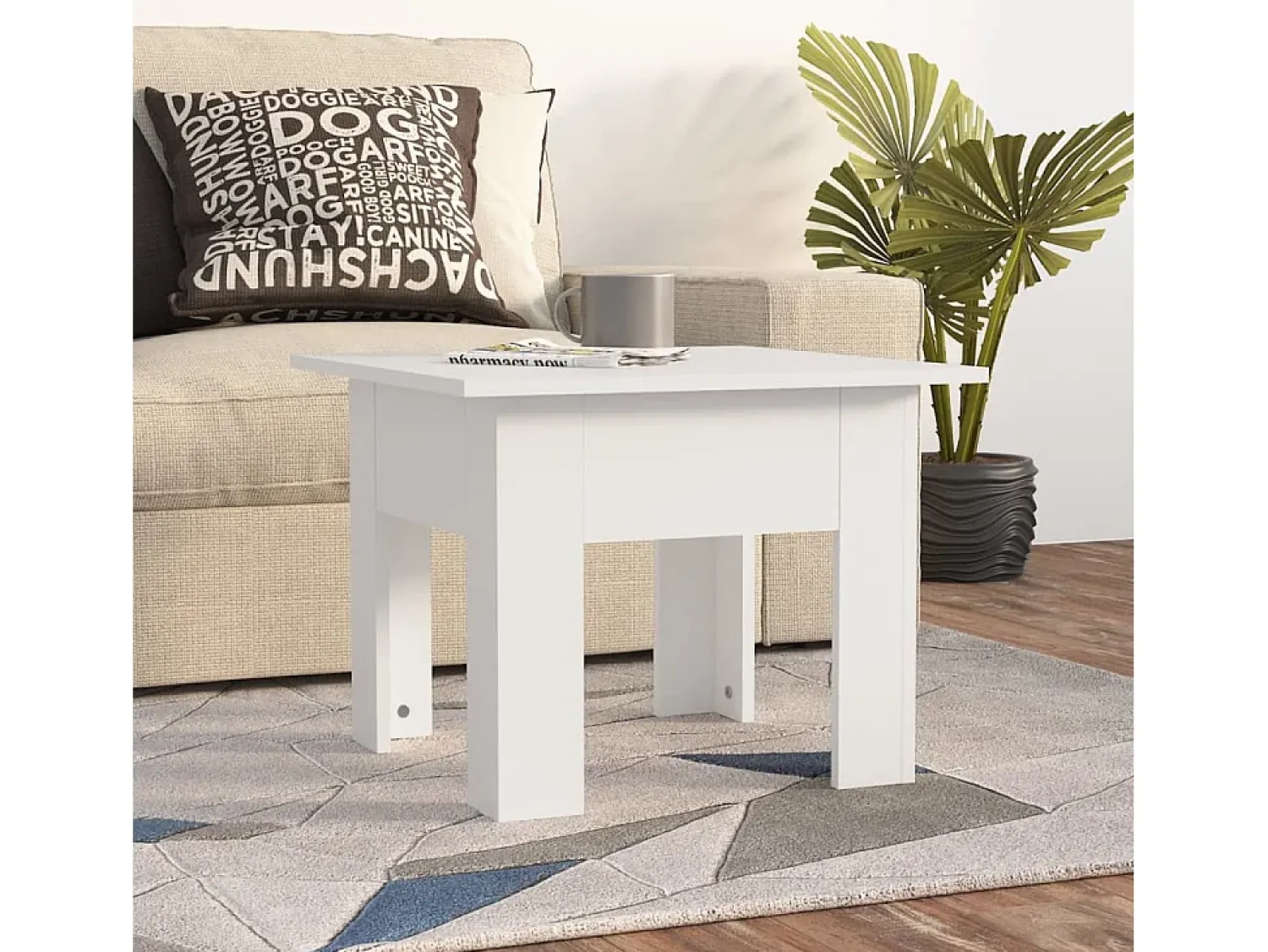 Mesa De Centro* Mesa de centro | Mesa de apoio 55x55x42cm derivados de madeira Branco