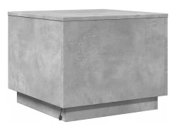 Mesa De Centro| Mesa de centro | Mesa de apoio com luzes LED 50x50x40 cm cimento Cinzento