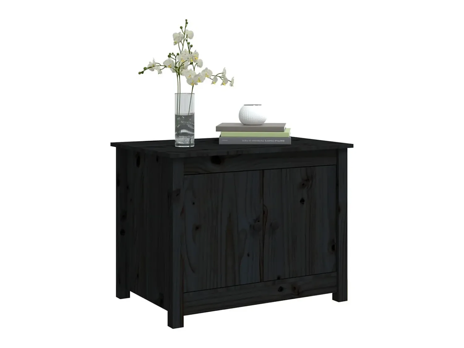 Mesa De Centro* Mesa de centro | Mesa de apoio 71x49x55 cm pinho maciço Preto