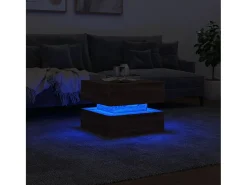 Mesa de centro | Mesa de apoio com luzes LED 50x50x40 cm carvalho^ Mesa De Centro