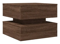Mesa de centro | Mesa de apoio com luzes LED 50x50x40 cm carvalho^ Mesa De Centro