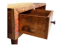 Mesa De Centro* Mesa de centro | Mesa de apoio | Mesa de café com borda curva e 1 gaveta.madeira reciclada Castanho
