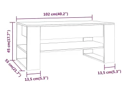 Outlet Mesa de centro | Mesa de apoio 102x55x45 cm madeira processada cinza cimento Cinzento