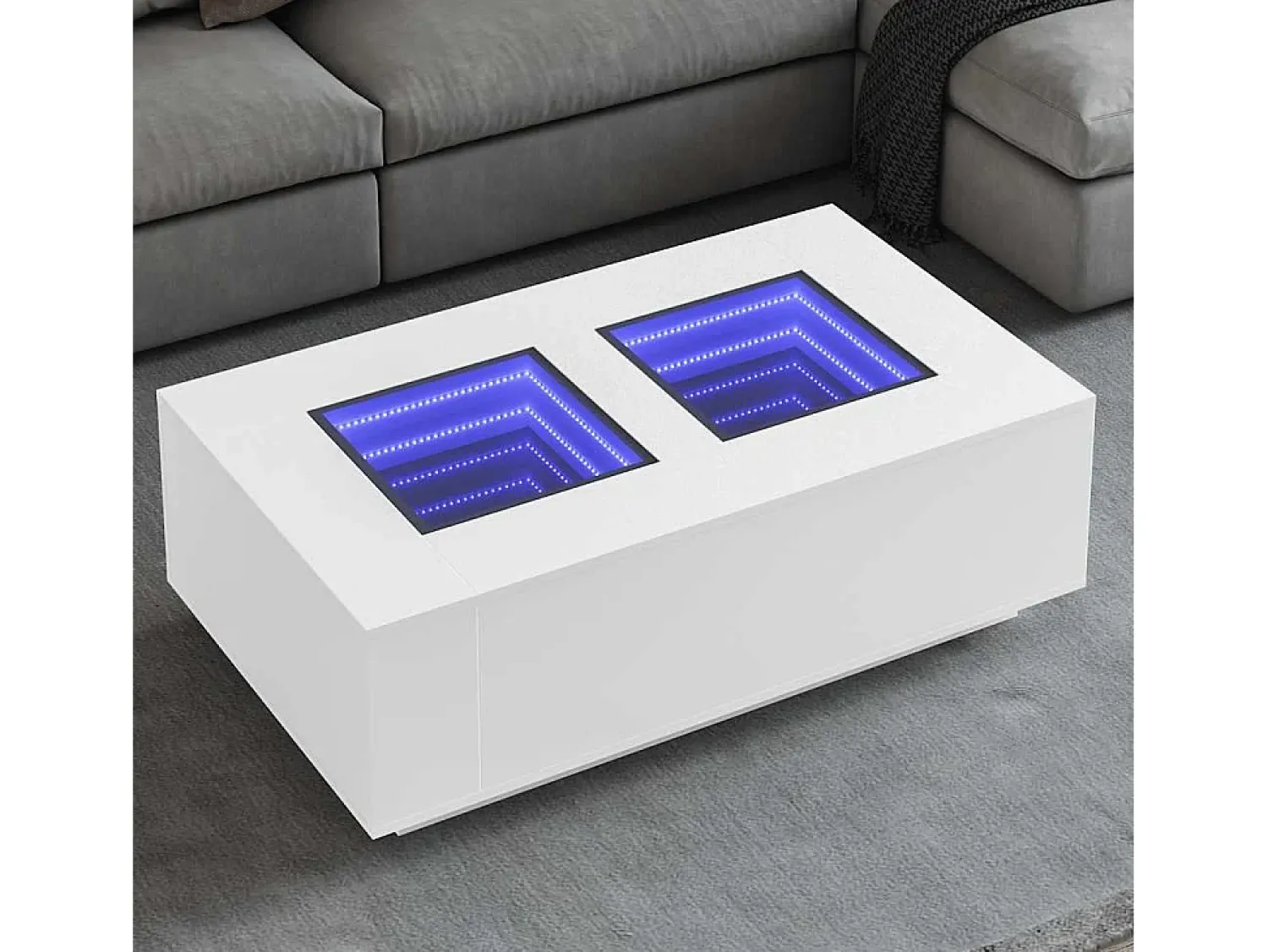 Mesa De Centro| Mesa de centro | Mesa de apoio luzes LED Infinity 116x69x40 cm Branco