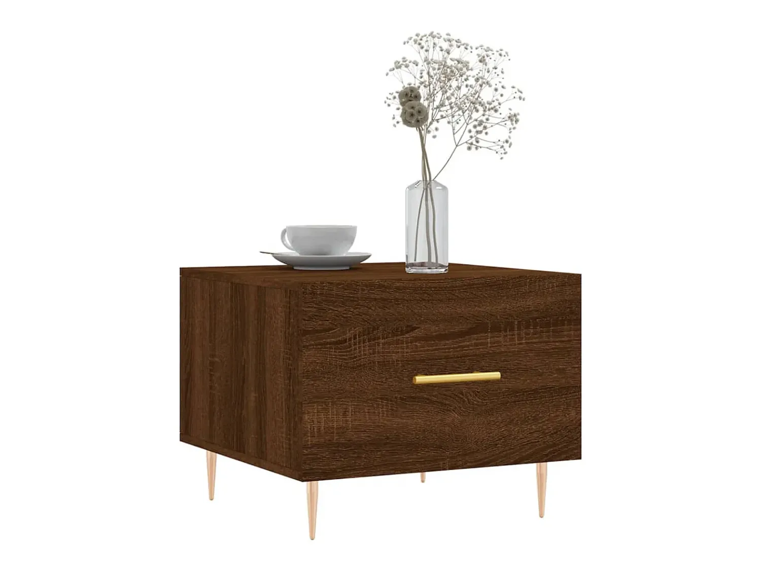 Mesa de centro | Mesa de apoio 50x50x40 cm derivados madeira carvalho^ Mesa De Centro