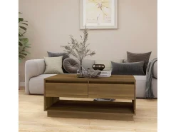 Mesa de centro | Mesa de apoio 102.5x55x44 cm derivados madeira carvalho^ Mesa De Centro