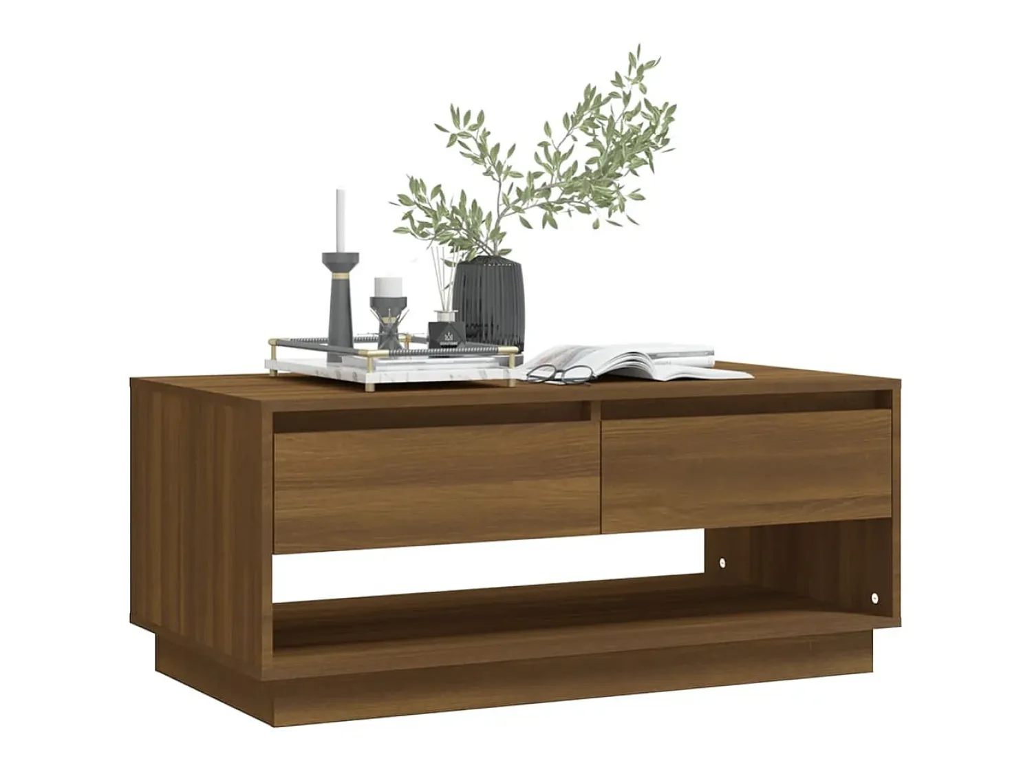 Mesa de centro | Mesa de apoio 102.5x55x44 cm derivados madeira carvalho^ Mesa De Centro