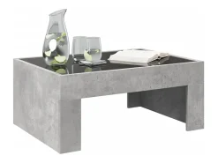 Mesa de centro | Mesa de apoio luzes LED Infinity 70x50x30 cm cimento^ Mesa De Centro
