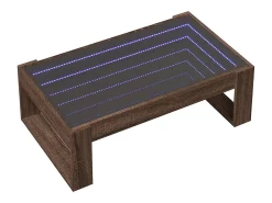 Mesa De Centro| Mesa de centro | Mesa de apoio luzes LED Infinity 90x53x30 cm carvalho Castanho