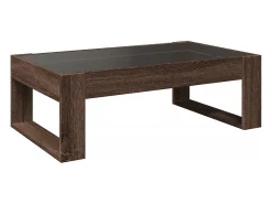 Mesa De Centro| Mesa de centro | Mesa de apoio luzes LED Infinity 90x53x30 cm carvalho Castanho