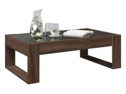 Mesa De Centro| Mesa de centro | Mesa de apoio luzes LED Infinity 90x53x30 cm carvalho Castanho