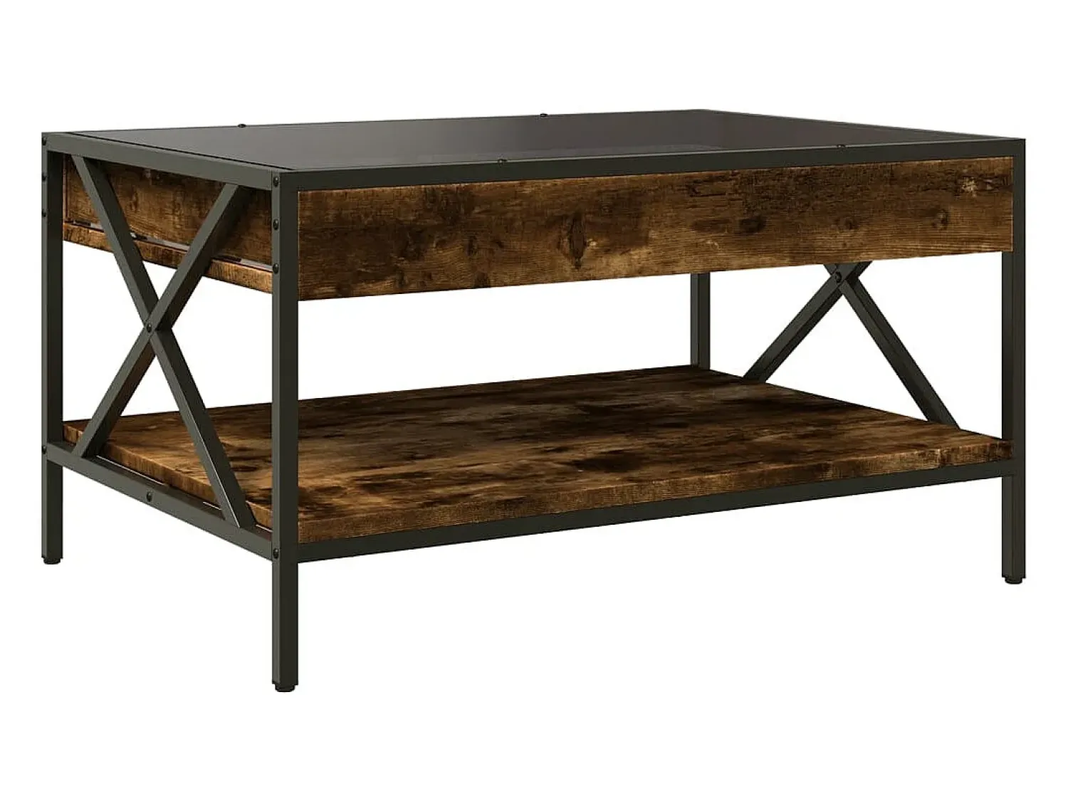 Mesa De Centro| Mesa de centro | Mesa de apoio luzes LED Infinity 70x50x38 cm carvalho fumado Castanho