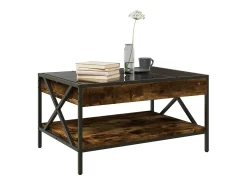 Mesa De Centro| Mesa de centro | Mesa de apoio luzes LED Infinity 70x50x38 cm carvalho fumado Castanho