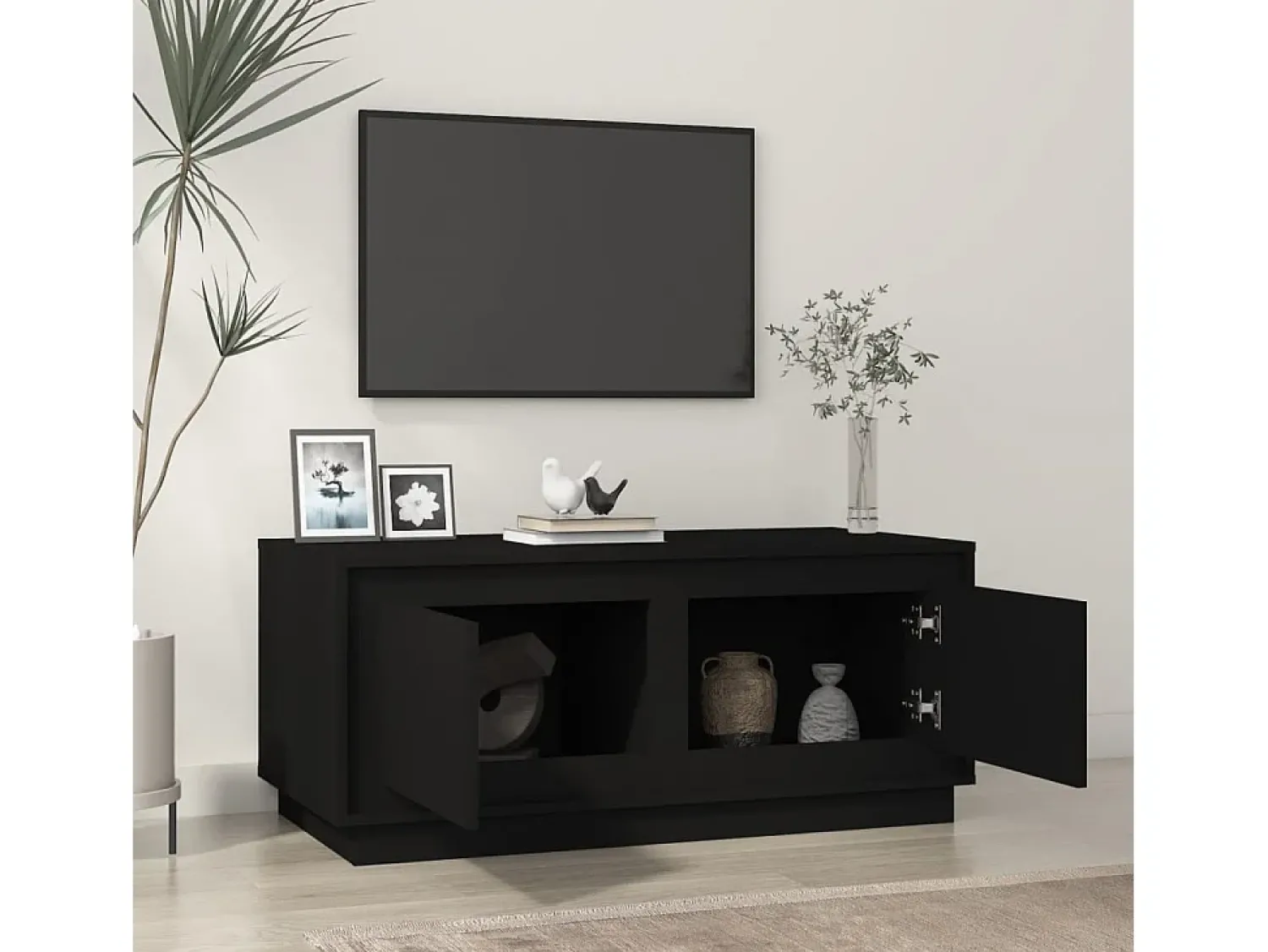 Mesa de centro | Mesa de apoio 102x50x44 cm derivados de madeira Preto