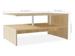Outlet Mesa de centro | Mesa de apoio | Mesa de café derivados de madeira 90x59x42 cm cor carvalho Castanho