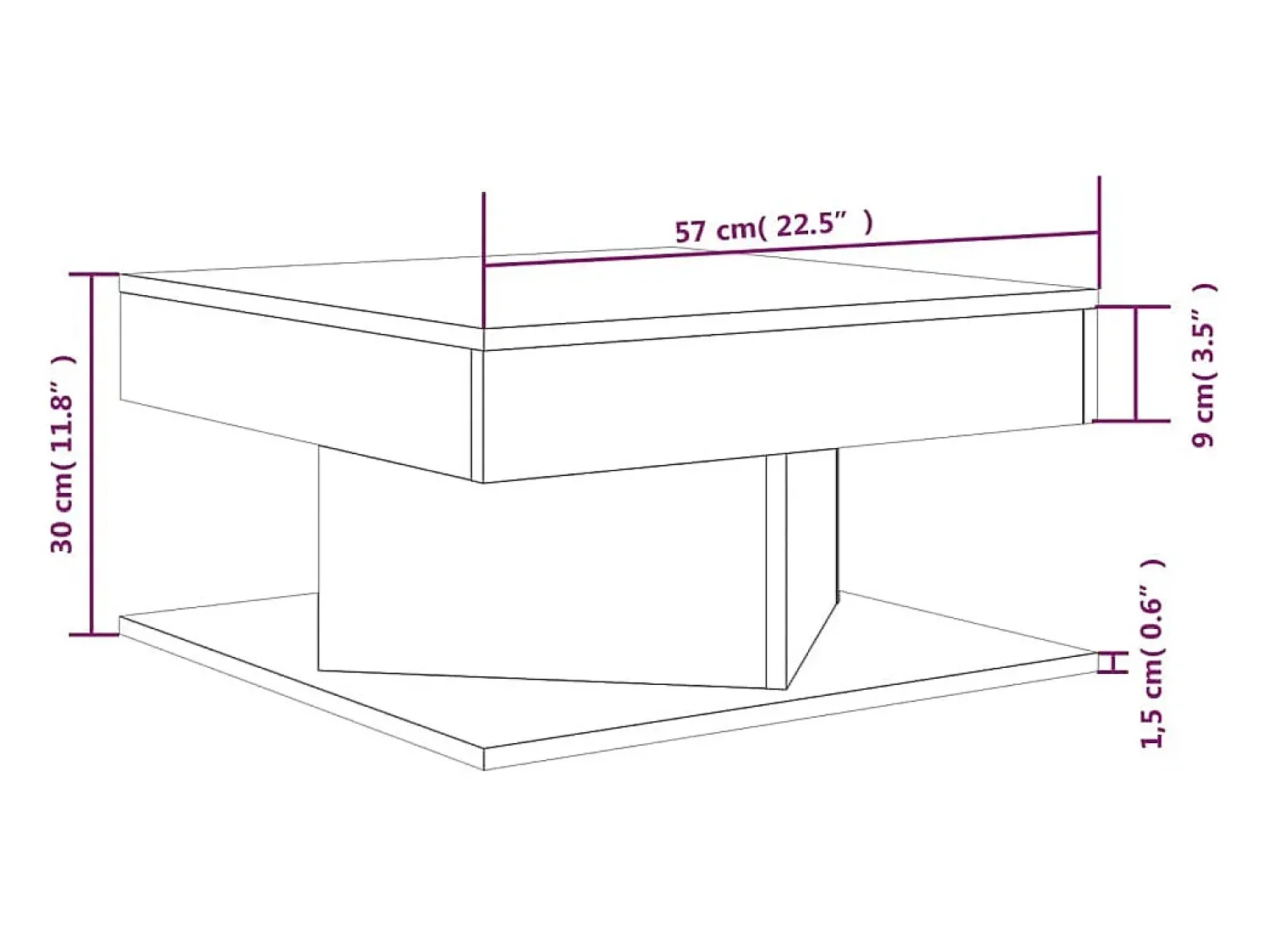 Mesa de centro | Mesa de apoio 57x57x30 cm derivados de madeira sonoma^ Mesa De Centro