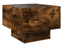 Mesa de centro | Mesa de apoio c/ LEDs 40x40x30 cm derivados de madeira^ Mesa De Centro