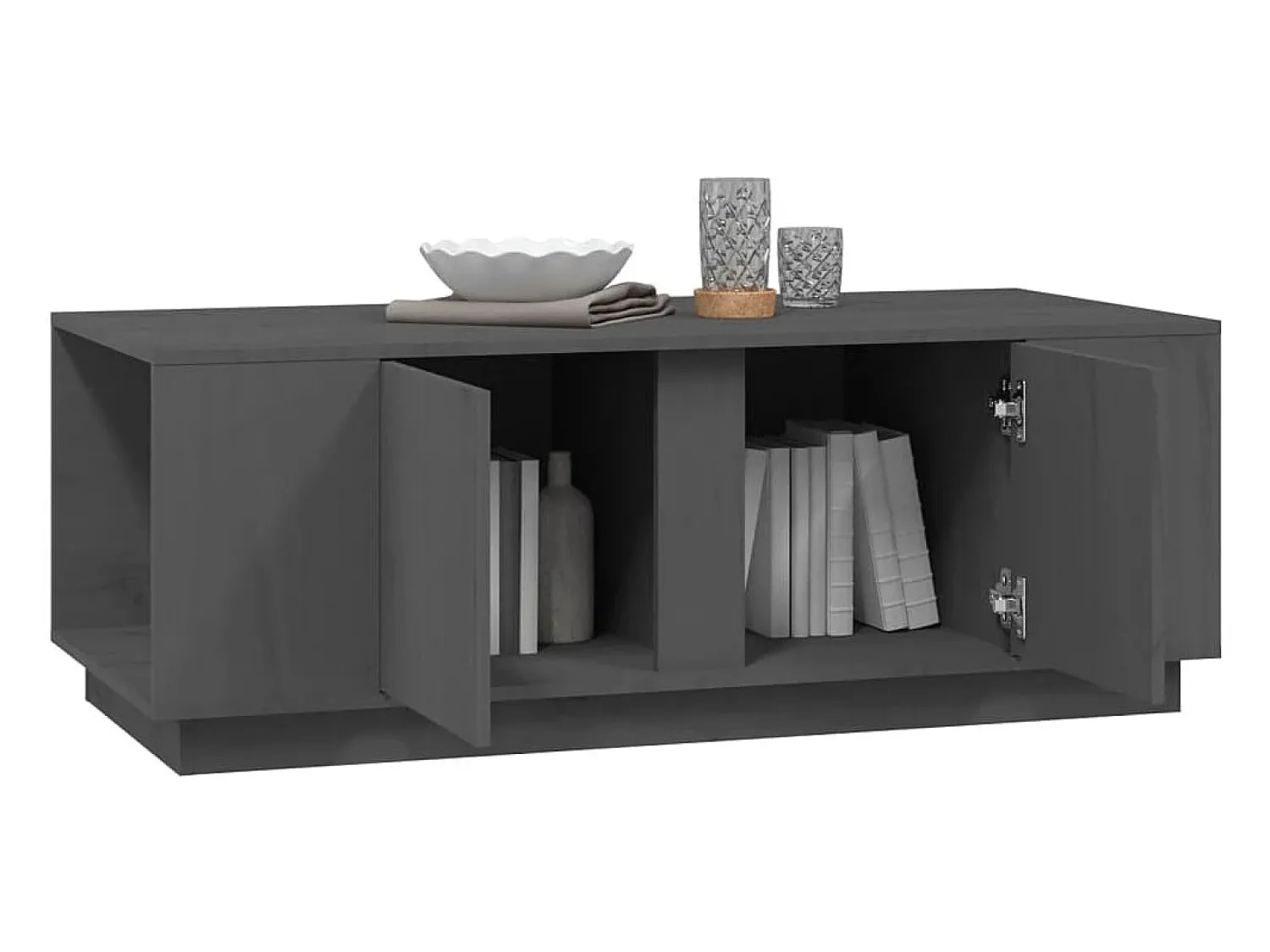 Mesa De Centro| Mesa de centro | Mesa de apoio 110x50x40 cm madeira de pinho maciça Cinzento