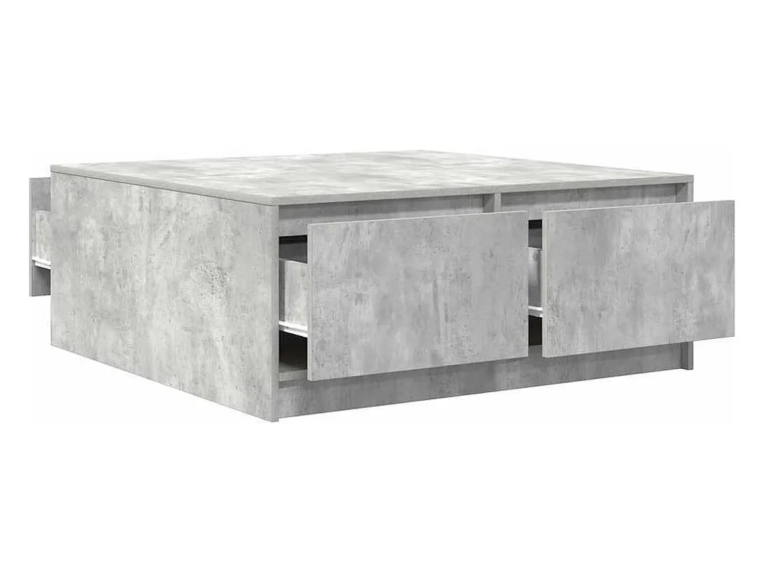 Mesa De Centro* Mesa de centro | Mesa de apoio com gavetas 100x100x40 cm -cimento Cinzento