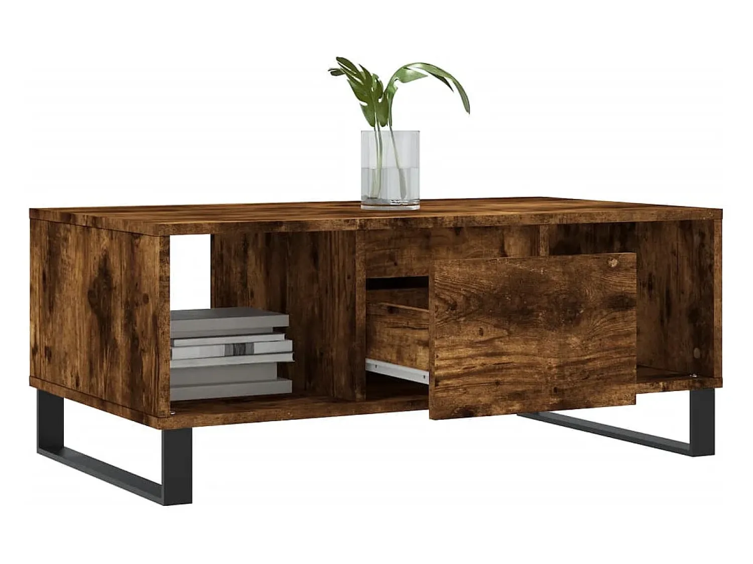Mesa De Centro* Mesa de centro | Mesa de apoio 90x50x36.5 cm derivados madeira carvalho fumado Castanho