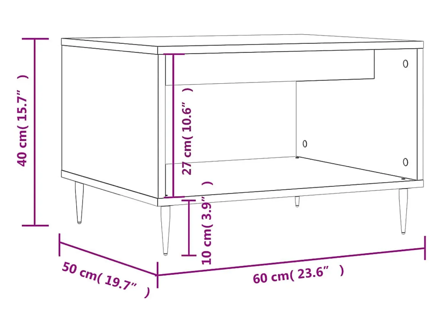 Mesa De Centro* Mesa de centro | Mesa de apoio 60x50x40 cm derivados de madeira sonoma Cinzento