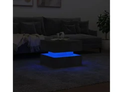 Mesa De Centro| Mesa de centro | Mesa de apoio com luzes LED 50x50x40 cm cimento Cinzento