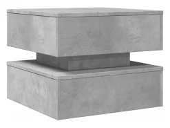 Mesa De Centro| Mesa de centro | Mesa de apoio com luzes LED 50x50x40 cm cimento Cinzento