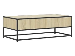 Mesa De Centro* Mesa de centro | Mesa de apoio 100x50x35cm deriv. madeira/metal carvalho sonoma Castanho