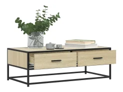 Mesa De Centro* Mesa de centro | Mesa de apoio 100x50x35cm deriv. madeira/metal carvalho sonoma Castanho