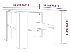 Mesa De Centro* Mesa de centro | Mesa de apoio 60x60x42 cm madeira processada carvalho fumado Castanho