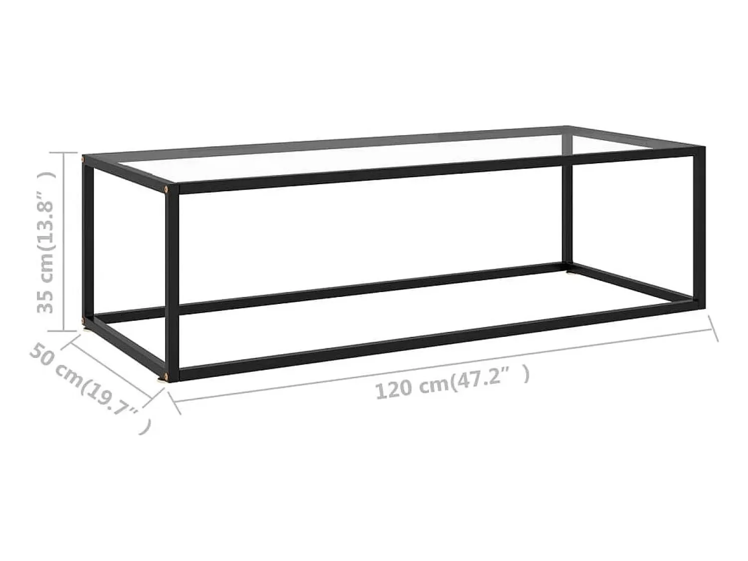 Mesa De Centro| Mesa de centro | Mesa de apoio 120x50x35 cm vidro temperado Preto