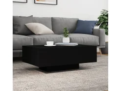 Mesa de centro | Mesa de apoio | Mesa de café com luzes LED 85x55x31 cm Preto