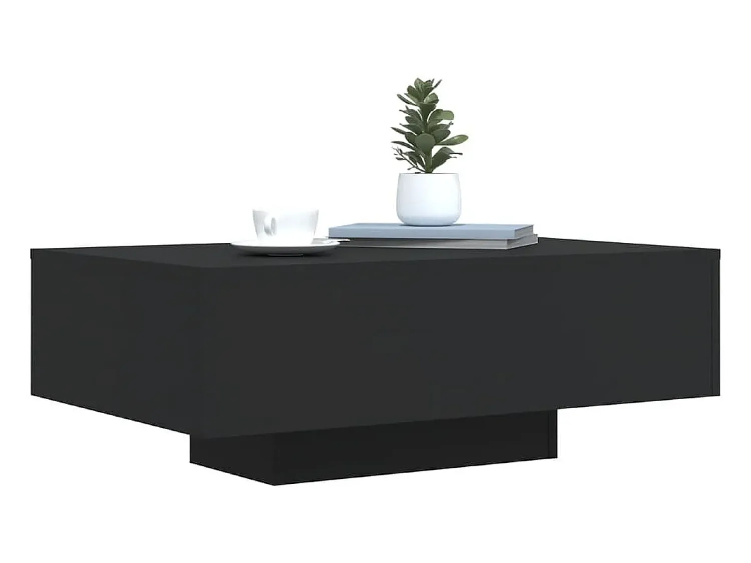 Mesa de centro | Mesa de apoio | Mesa de café com luzes LED 85x55x31 cm Preto
