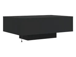 Mesa de centro | Mesa de apoio | Mesa de café com luzes LED 85x55x31 cm Preto