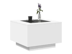 Mesa de centro | Mesa de apoio c/LEDs 60x60x40cm contraplacado brilhante^ Mesa De Centro