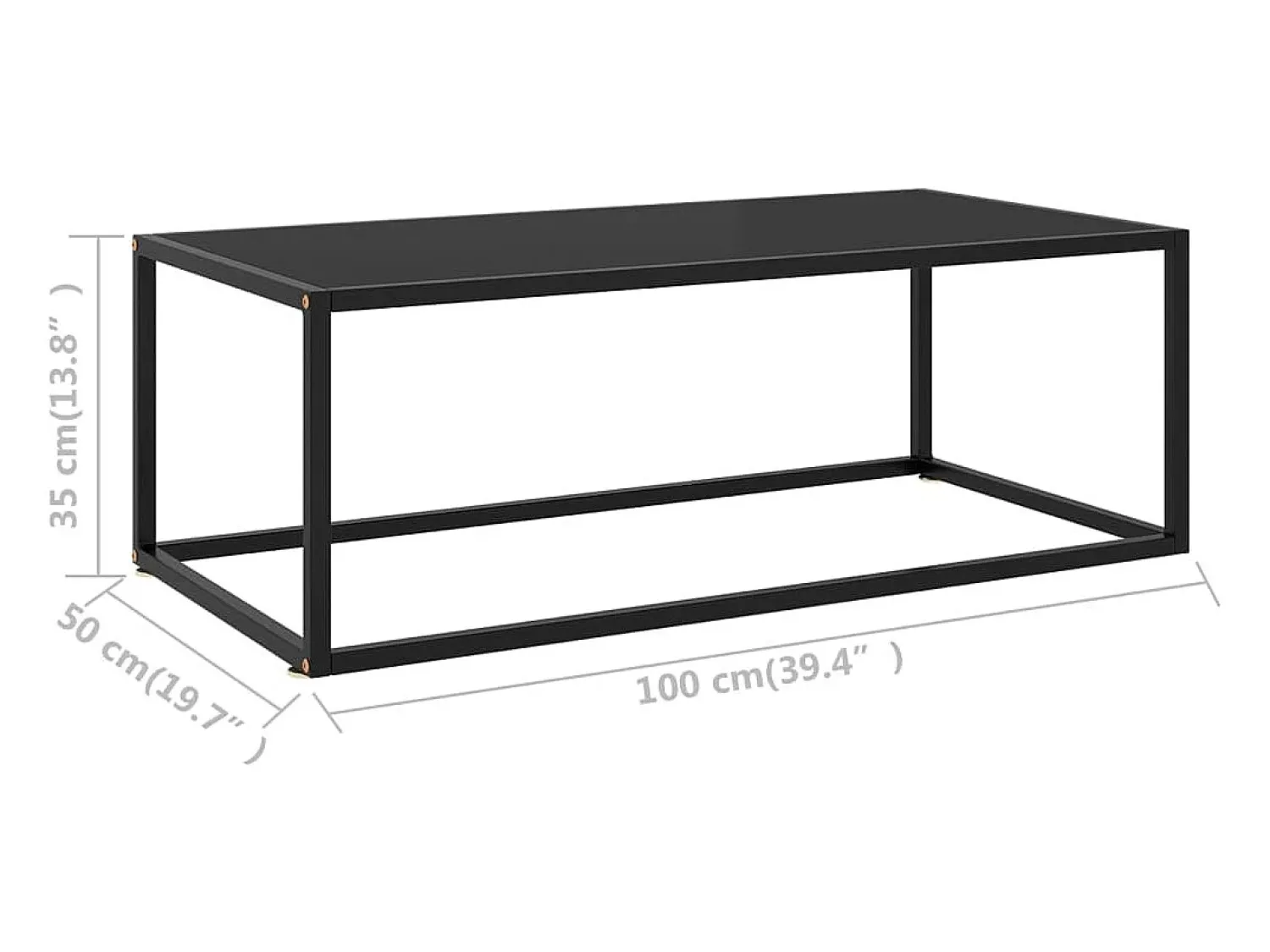 Mesa De Centro| Mesa de centro | Mesa de apoio 100x50x35 cm vidro Preto