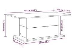 Mesa De Centro* Mesa de centro | Mesa de apoio 102x55.5x40cm derivados madeira carvalho artisiano Castanho