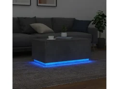 Mesa de centro | Mesa de apoio com luzes LED 90x50x40 cm cimento^ Mesa De Centro