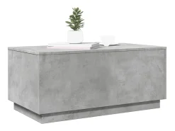 Mesa de centro | Mesa de apoio com luzes LED 90x50x40 cm cimento^ Mesa De Centro